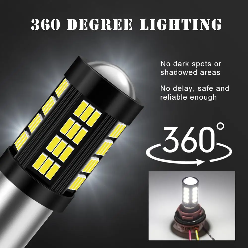 2pcs 1156 BA15S P21W 1157 BAY15D P21/5W R5W LED  66SMD 4014 Ĩ 360   BAU5S PY21W ڵ Led  ȣ 6000K
