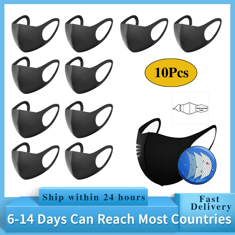 

5pcs/10pcs Thin Face Sponge Mask Washable Breathable Reusable Windproof Dust-Resistant Large inventory Fast Delivery for Adults