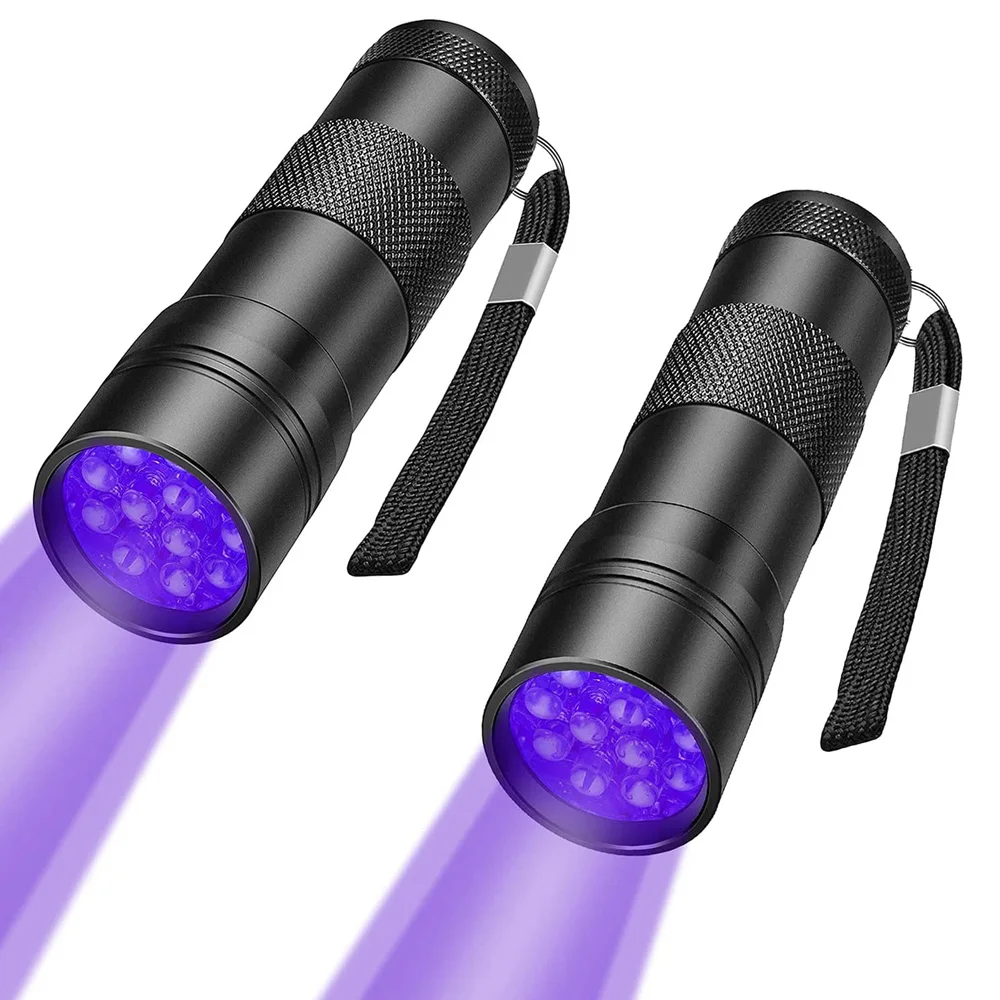 UVHandheldWaterproofBlacklightFlashlights12Led395nmMiniLight