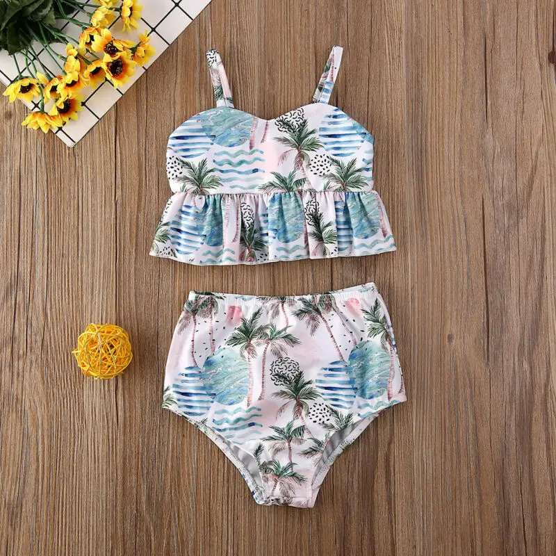 Efaster Toddler Baby Girls Floral Print Sling Swimsuit Bathing Beach Swimwear