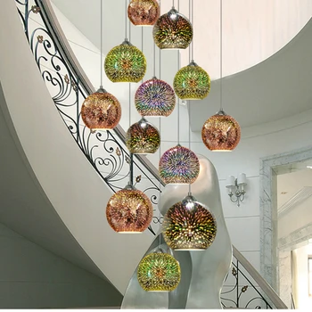 

Pendant Lights Mirror Glass Ball Firework Lampshade Pendant Lamp for Loft Restaurant Bar Dining Room Kitchen Island