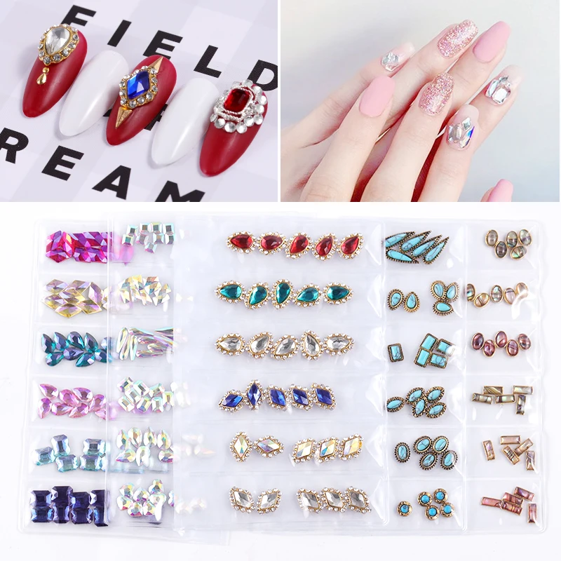 RBAN NAIL 3D Charm Nail Art Rhinestone Decorations Shiny Crystal Jewelry Different Kinds Manicure Accessories Tools