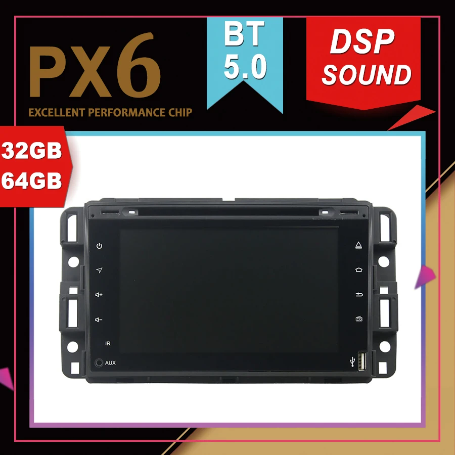 Автомобильный мультимедийный GPS-навигатор PX6 Android 9 0 для GMC Yukon Tahoe 2007-2012 Full touch DSP