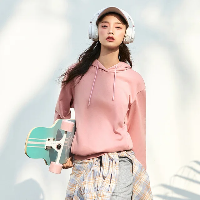 SEMIR Hooded Sweatshirt Women Autumn Spring Loose Korean Version Tops 2021 Winter New Women'S Solid Base Hoodies Dream pink