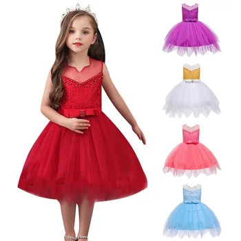

New Children's Dress Princess Pettiskirt Beaded Evening Dress Girl Host Show Dress Skirt Birthday Dress i j