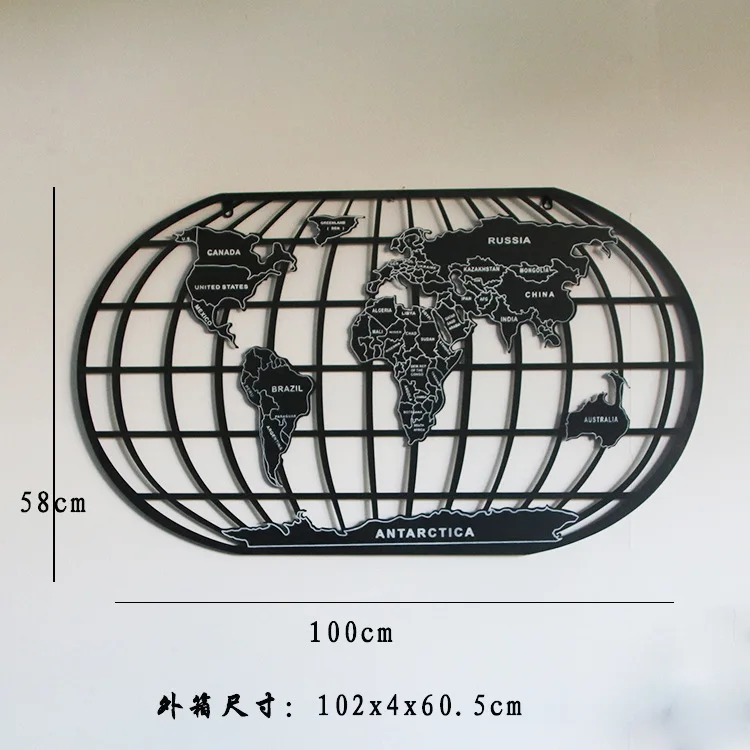 1 м/1,2 м промышленный стиль Карта мира железная Настенная Декорация винтажный бар кофейня Настенный декор карта мира с светодиодный Декор фермерского дома - Цвет: 1m world map