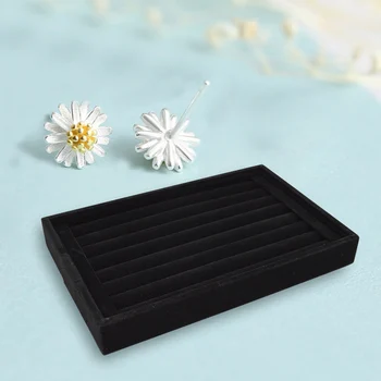 

Portable Fashion Jewelry Ring Display Organizer Box Tray Holder Earring Jewelry Storage Case Showcase Flannel Ring Tray