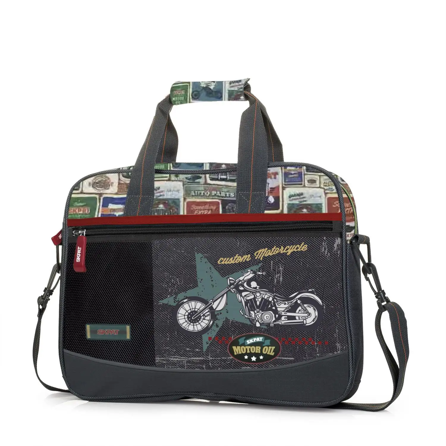 Skpat Modelo Kiev Maletin Extra Escolar Infantil. Cartera De Lona Estampada Moto 130506|Carteras| -
