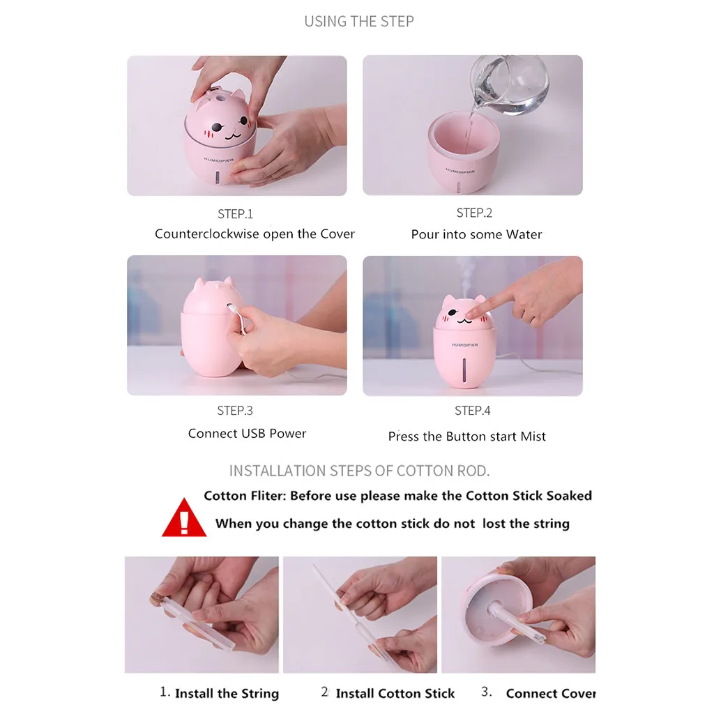 3 in 1 320mL Air Humidifier + Cooling Fan + Night light Lamp USB Electric Aroma Air Diffuser Ultrasonic air humidifier for Home