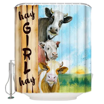 

Farm Cow Shower Curtain Bathroom Curtain Polyester Fabric Bath Curtain Washable Home Bath Decor