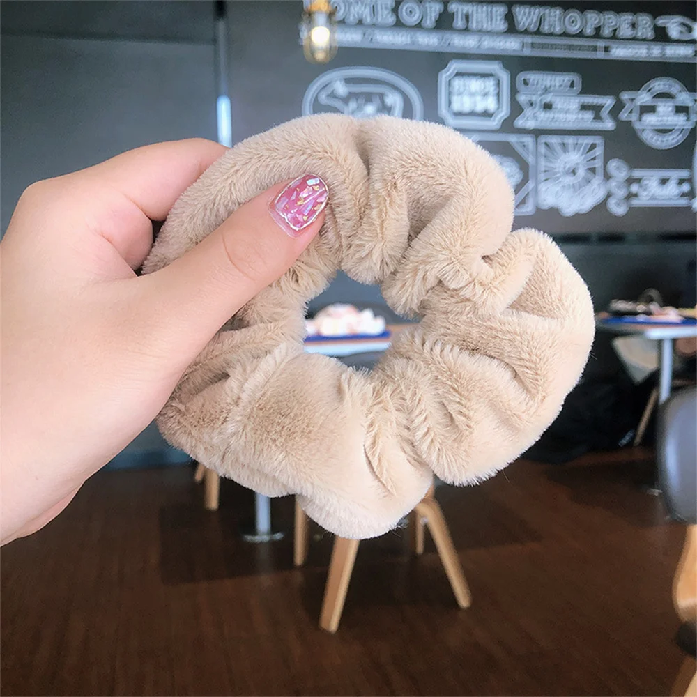 Furry Elastic Hair Scrunchies - 3 Pack