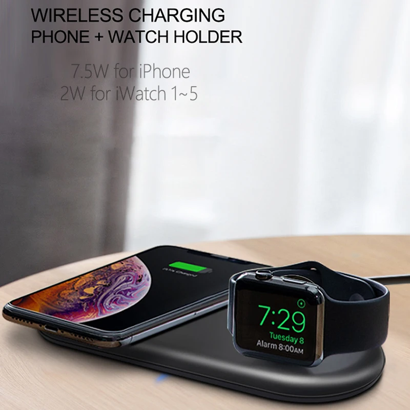Watch Magnetic Charger QI Wireless Pad for Apple iWatch 5 4 3 2 iPhone 11 Pro Xs Max Xr 8 Plus Fast Charging | Мобильные телефоны и