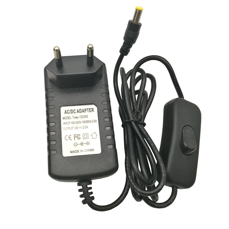 Новое поступление 12V 2A 100 ~ 240V AC 50/60Hz Входная розетка 2000mA источник питания водяной