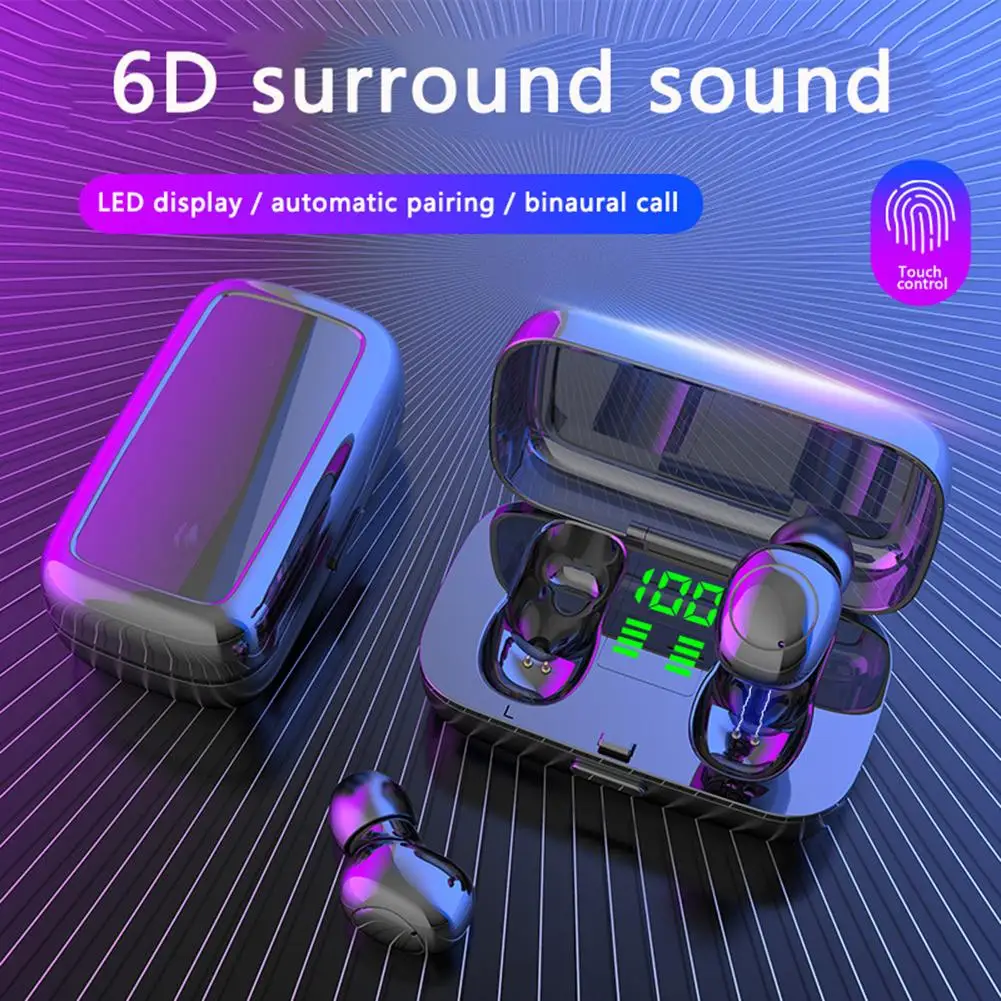 XG23 TWS Fingerprint Touch Bluetooth Earphones HD Stereo Wireless Headphones Noise Cancelling Gaming Headset LCD Charging Box