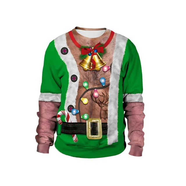 Women And Men Funny Christmas Print Sweatshirts Tops Fashion Warm Long-sleeve Sweatshirt Casual Loose Pullover Fit Dark Hooded 3