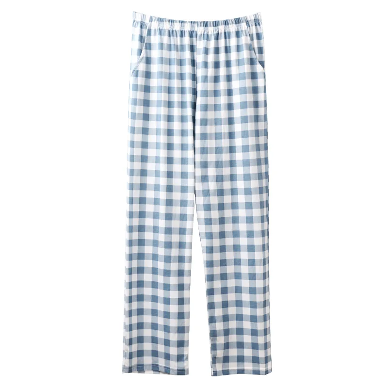 Мужские клетчатые домашние штаны из хлопка, Простые Модные пижамные штаны для сна, удобные домашние мужские штаны - Цвет: blue