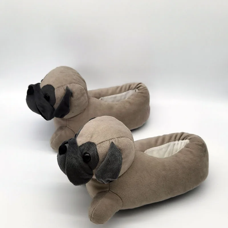 Bulldog Anime Indoor Slippers Warm Winter Home Fluffy New Fashion Men Women Bread Demon Soft Plush Shoes Unisex Cute Funny