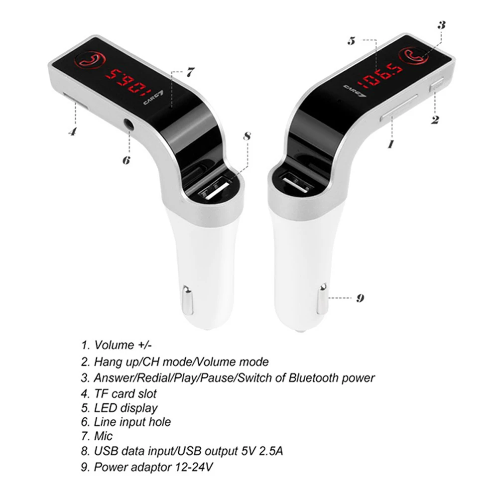4-в-1 Hands Free Беспроводной Bluetooth FM передатчик G7+ AUX модулятор Автомобильный комплект MP3 плеер SD USB ЖК-дисплей автомобильные аксессуары