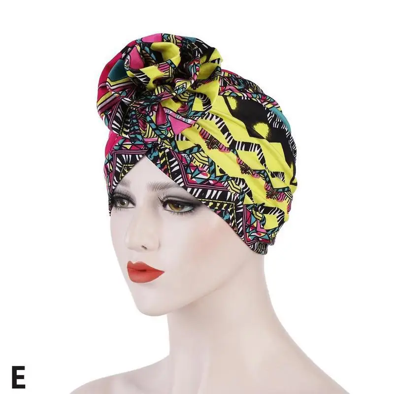 Женский хлопковый хиджаб, шарф, шапка в богемном стиле, мусульманский шарф, шапка для волос, весна и лето, цветы, индийская шапка s - Цвет: E