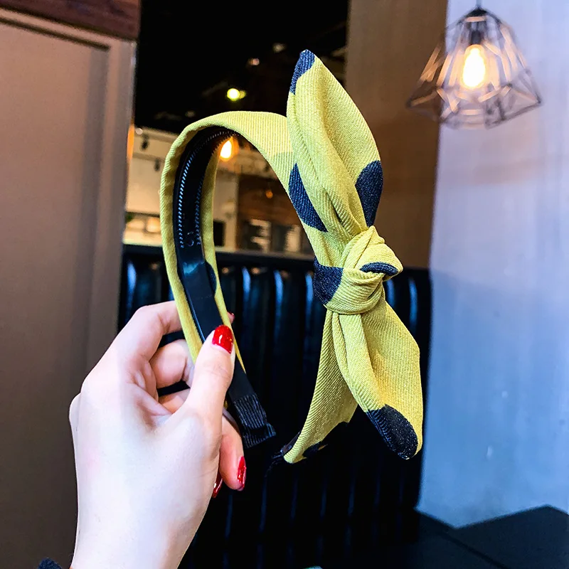 Fashion Cloth Material Headband Korean Simple Wide-brimmed Hairband Hair Accessories Dot Bow | Украшения и аксессуары