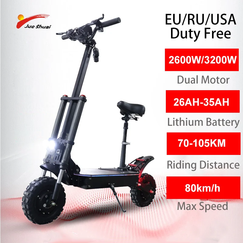 Best 80km/h Adult Electric Scooter 11" 3200W Motor Samsung 35AH Battery Foldable Hoverboard Fat Tire Electric Kick Scooter e Scooter 0