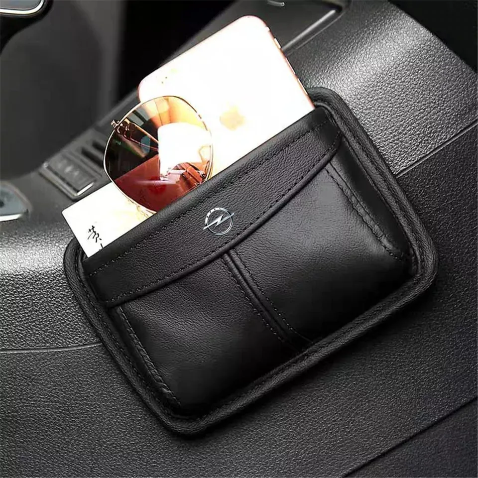 

Leather car storage bag storage box for Opel Renault MINI KIA car interior with car emblem For Cars Luggage Travel Pocket