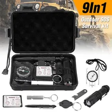 9 шт. SOS аварийный Кемпинг Туризм Охота на открытом воздухе оборудование для выживания Инструменты комплект снаряжение аптечка первой помощи легкий универсальный