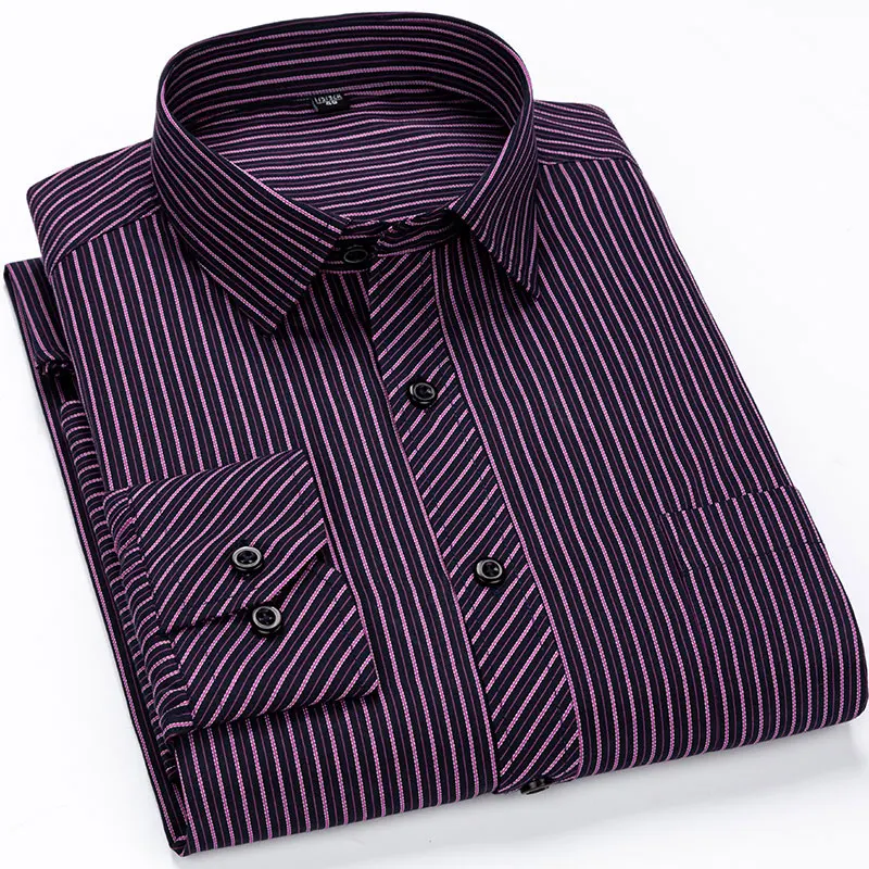 Men Dress Shirts Long Sleeve Office Social Work Non-iron Formal Business Regular Fit Smart Casual