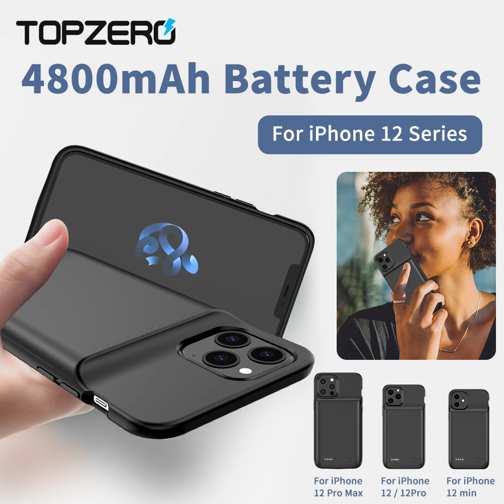 Dla iPhone 12 Pro Max 12 Mini etui na baterie 4800mAh Power Bank Cover przenośne ładowanie telefonu ładowarka Case dla iPhone 12