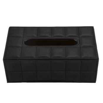 

Durable Home Car Rectangle PU Leather Tissue Box Paper Holder Case Cover Napkin black