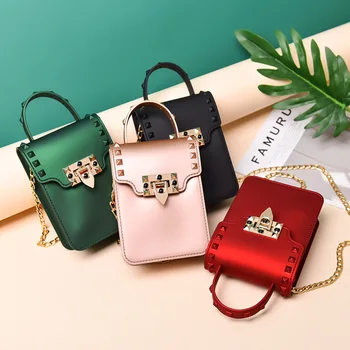 

Fashion Mini Leather Crossbody Bags For Women 2020 Luxury Universal Mobile Phone Bag Female Rivet Chain Shoulder Bag Bolso Mujer