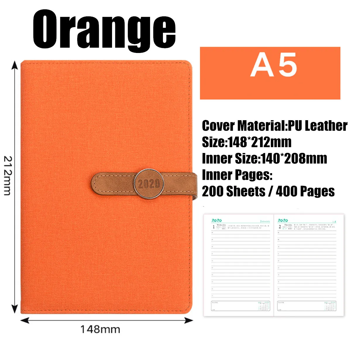 A5 Soft Cover Spiral Ring Planner Notebook Agenda Hardcover Notebook Weekly Schedule Leather Agenda Diary Notebook - Цвет: Оранжевый