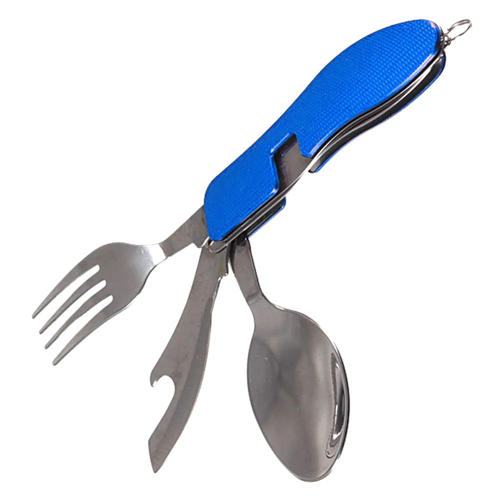 

Multifunctiona 3-in-1 Durable Outdoor Travel Camping Hiking Pocket Folding Fork Spoon Knifel Kitchen Utensils