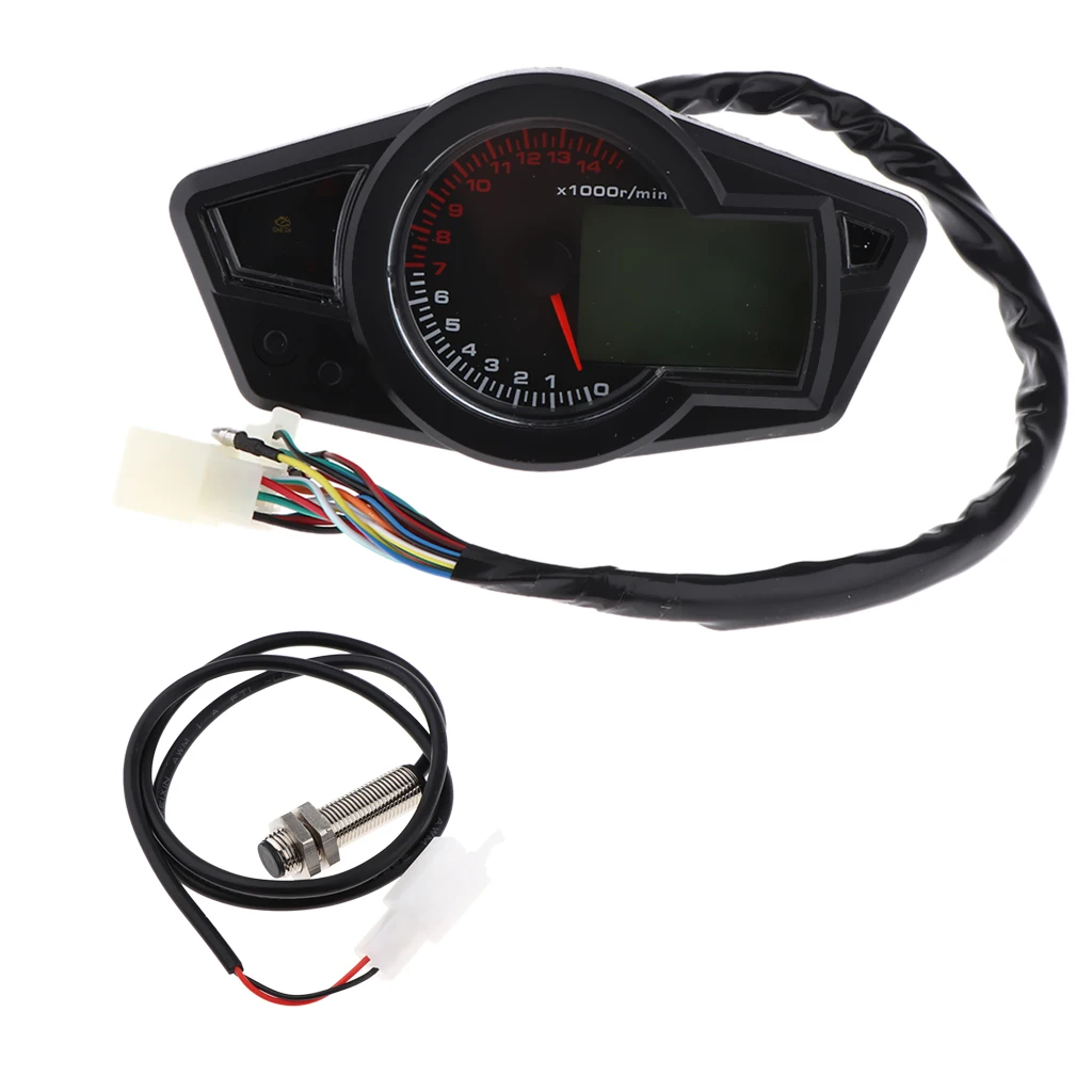 LCD Digital Motorcycle LED Speedometer Tachometer Odometer Gauge Universal