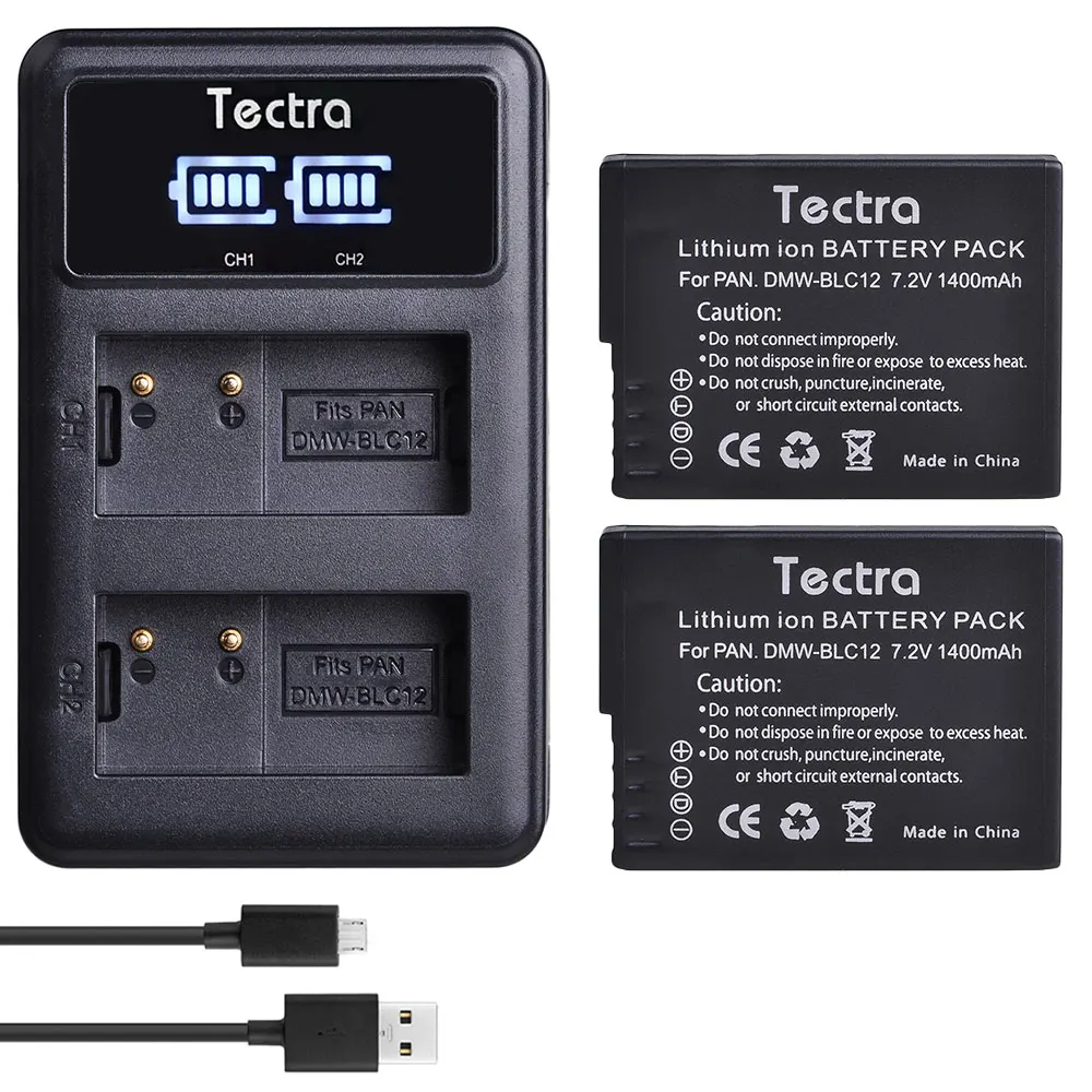 2 battery 1 charger 4 шт. 1400 мАч DMW-BLC12 BLC12E BLC12PP DMW BLC12 батарея+ двойное зарядное устройство для Panasonic Lumix FZ1000, FZ200, FZ300, G5, G6, G7, GH2, DMC-GX8 - Цвет: 2 battery 1 charger