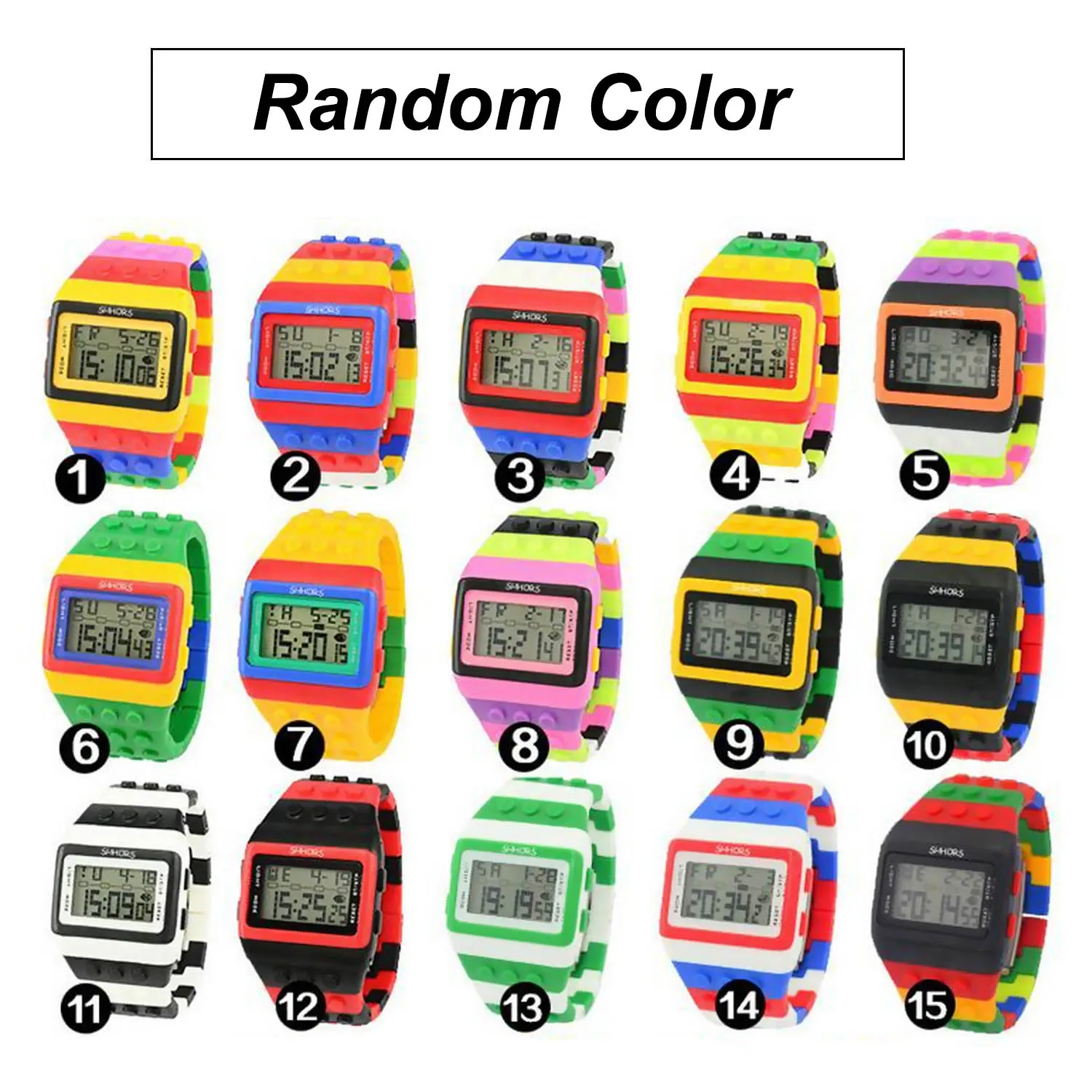 Модные Красочные строительные блоки цифровые часы с светодиодный светильник Секундомер Будильник функция для детей день рождения