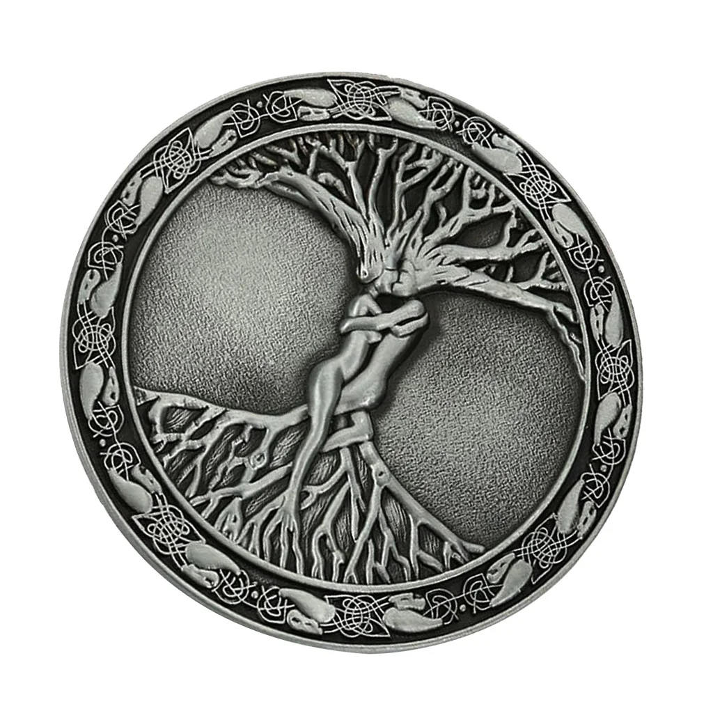 Vintage Tree Of Life Love Branch Nordic Mythology Belt Buckle 8cm Diameter Fit 3.6-3.9cm Belt