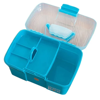

Multifunction Makeup Storage Box Organizer Lipstick Holder Nail Polish Rack Desktop Cosmetic Tools Shelf Container Blue