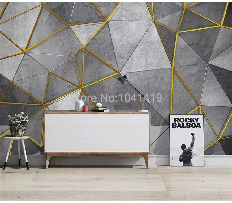 Пользовательские фото обои Современная Абстрактная Геометрическая Золотая линия 3D настенная гостиная спальня дом в скандинавском стиле Декор настенная бумага