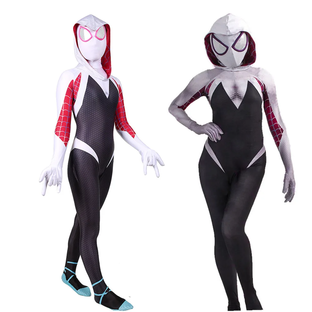 

3D Print Spider Gwen Stacy Spandex Lycra Zentai Spiderman Costume for Halloween Cosplay Female Spider Suit Anti-Venom Gwen woman