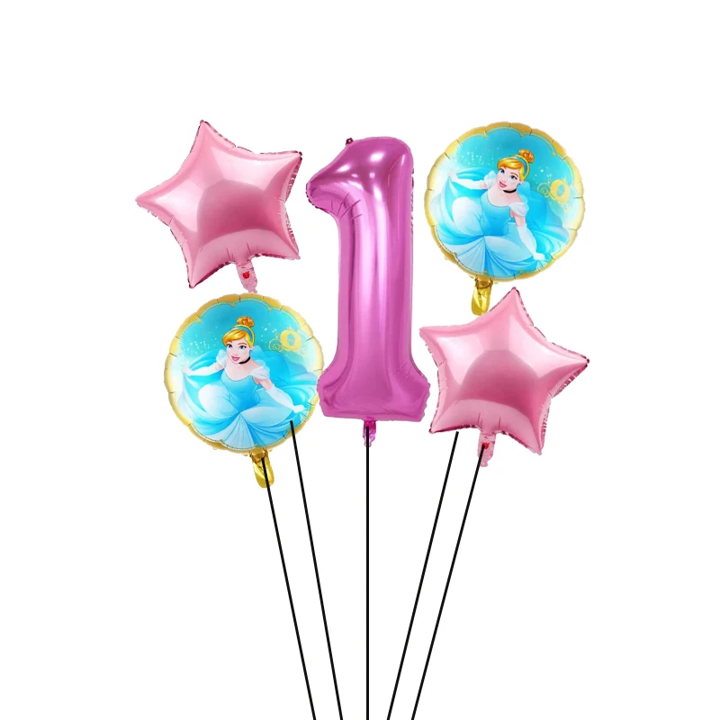 5 шт. 18 дюймов Золушки Белоснежки Ариэль Фольга гелиевый воздушный шар Globos 32 дюймов шара с цифрой, платье на день рождения для маленьких девочек, вечерние принцессы - Цвет: Многоцветный