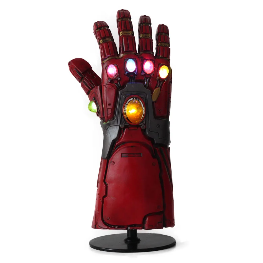 Латексные перчатки для косплея супергероя Марвел Халка из мультфильма «Мстители 4», «Железный человек», «бесконечность», для детей и взрослых - Цвет: Red with LED