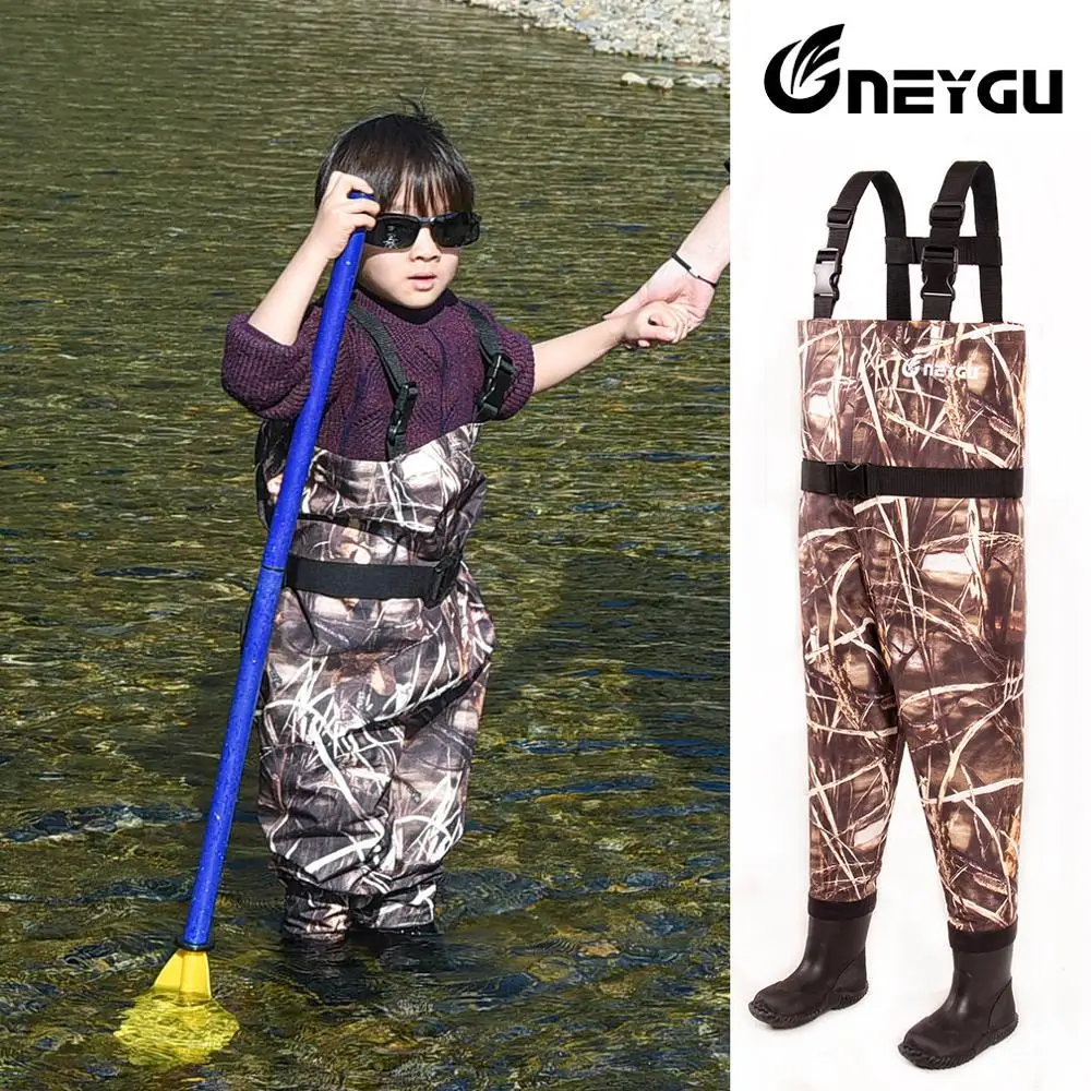 Neygu Kids Waterproof & Windproof Wader Suit For Water Sports With  Adjustable Shoulder Strap&rubber Anti - Slip Boots - Surfing & Beach Shorts  - AliExpress