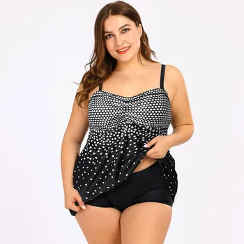 

New Style Women Sexy Dot Print Ethnic Style Tankini Set Push Up Padded High Waist Two Pieces Beachwear Plus Size Swimsuit M-2XL
