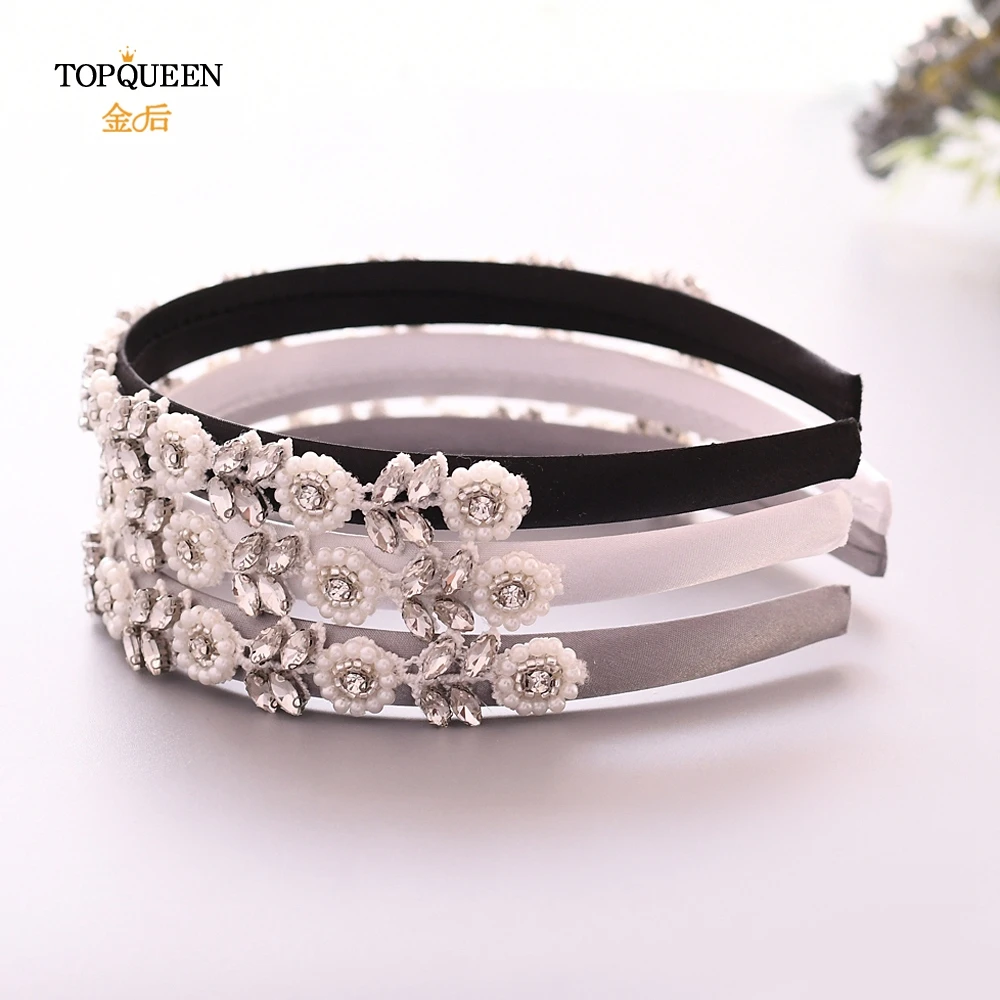 TOPQUEEN S101-FG ручной работы Свадебный головной убор с жемчугом в стиле барокко, жемчугом и бриллиантами, аксессуары для волос для невесты, вечерние