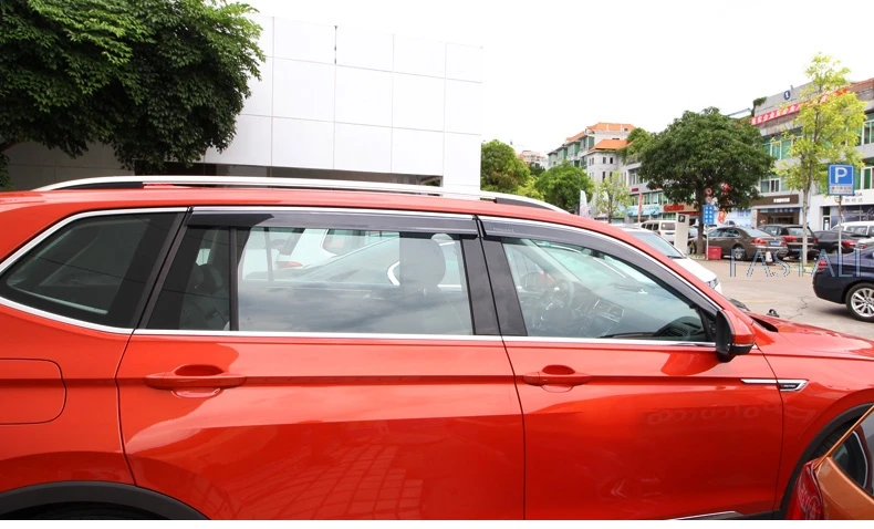 Для Tiguan второго поколения 2010- оконный козырек для двери дождь бровь Дождь Ветер Дефлектор Защита от солнца дождь козырек покрытие для автомобиля стиль