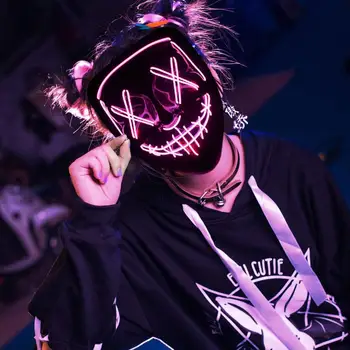 

Halloween LED Mask Light Up Masks Purge Masks Costume DJ Music Party Dance Election Mascara Glow In Dark Dropshipping