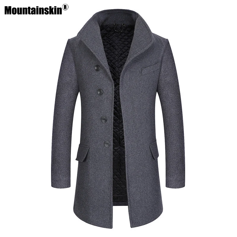 

Mountainskin Winter Autumn Men's Wool Jacket New Men Casual Thick Long Style Coat Fashion Windproof Woolen Coat Male SA962