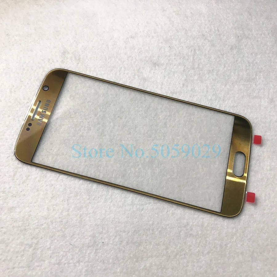 Для Samsung Galaxy S6 G920 G920F ЖК-дисплей внешняя Сенсорная панель Замена стеклянного экрана передняя стеклянная линза+ наклейка