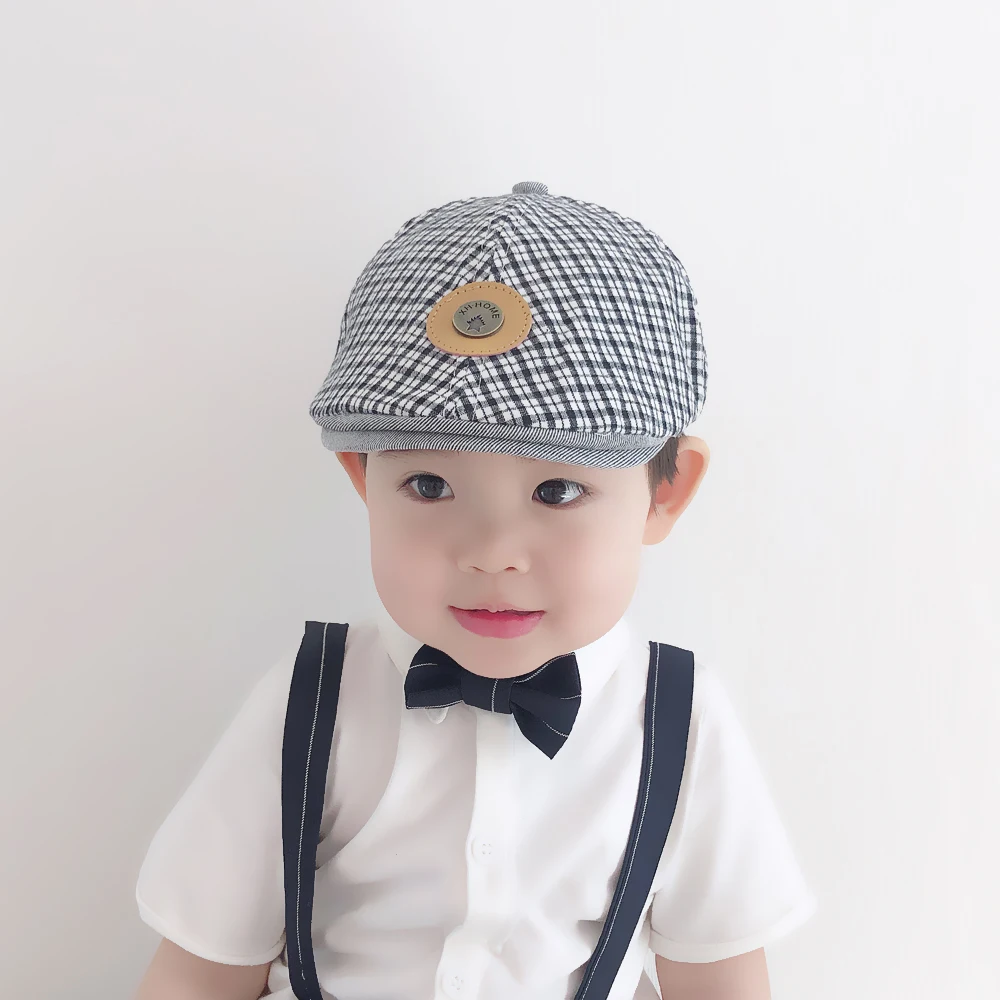 Newborn Baby Plaid Berets Infant Boys Peaked Hats Newest Summer Little Children Accessories Sun Cap Cotton Top Hats